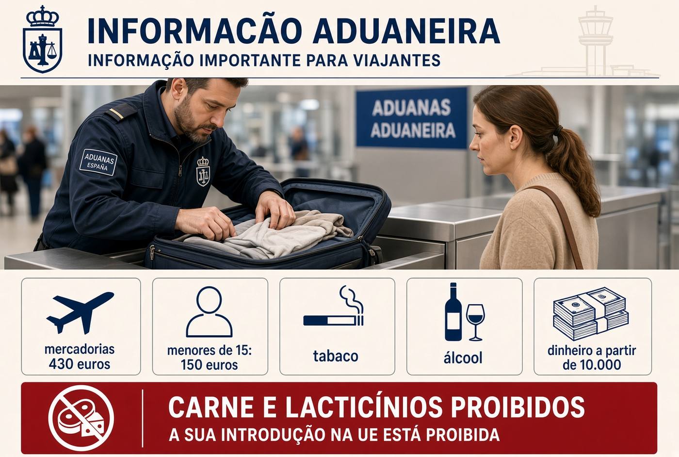 Canal verde e canal de carga em um aeroporto