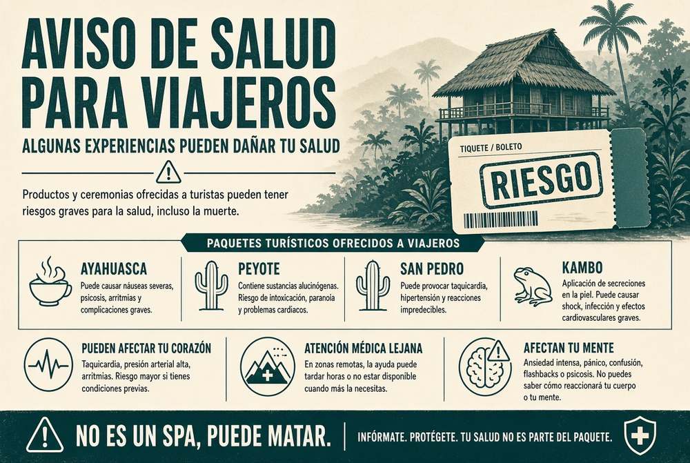 Aviso viajes ayahuasca peyote kambo