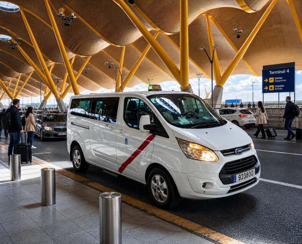Taxi oficial en la T4 de Barajas