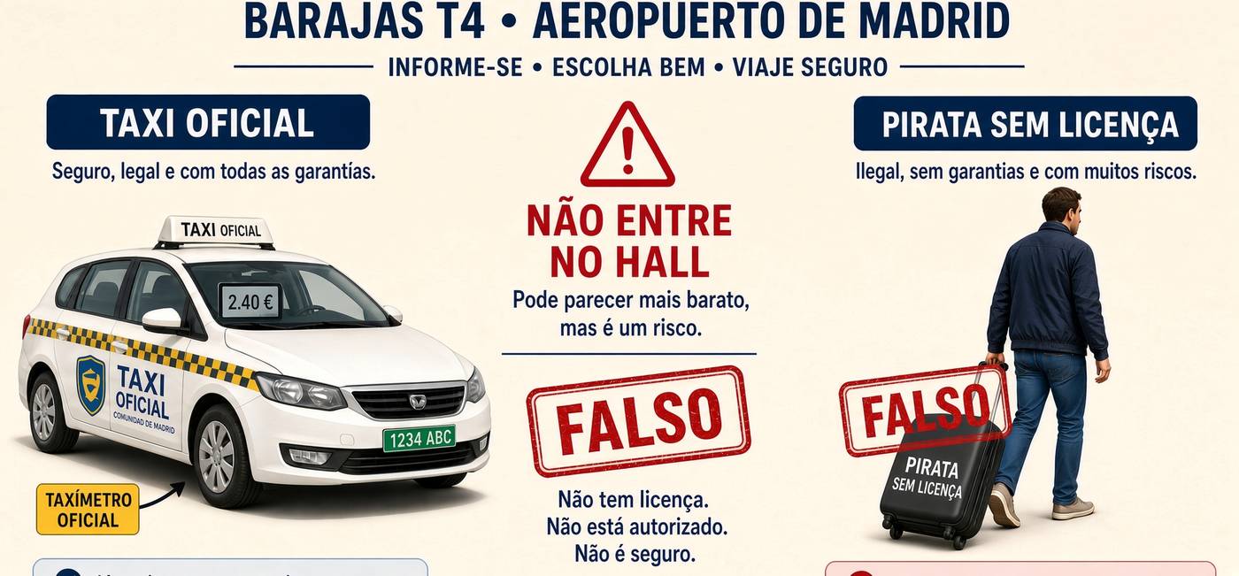 Táxi oficial no T4 de Barajas